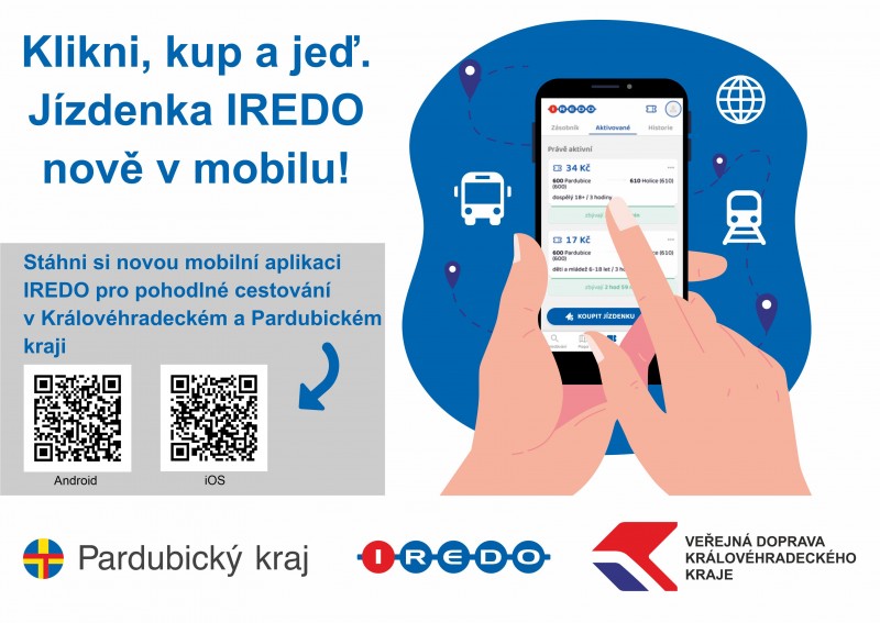 nová aplikace IREDO - možnost nákupu jízdenek přímo z mobilního telefonu - informace